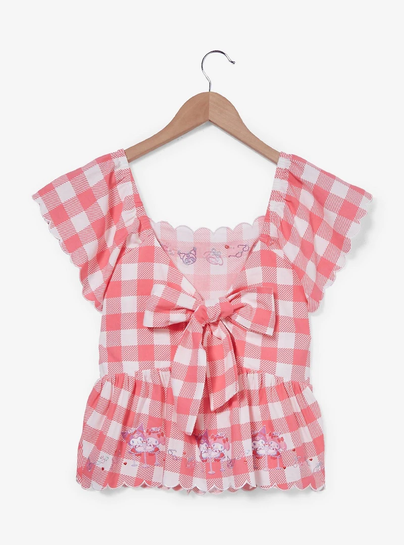 Sanrio My Melody & Kuromi Diner Checkered Tie-Back Women's Blouse - BoxLunch Exclusive