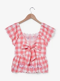 Sanrio My Melody & Kuromi Diner Checkered Tie-Back Women's Blouse - BoxLunch Exclusive