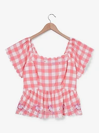 Sanrio My Melody & Kuromi Diner Checkered Tie-Back Women's Plus Blouse - BoxLunch Exclusive