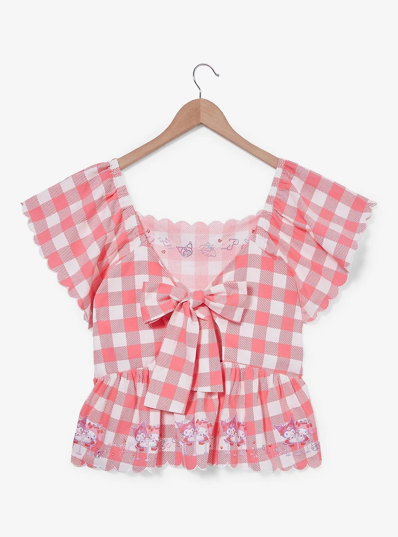 Sanrio My Melody & Kuromi Diner Checkered Tie-Back Women's Plus Blouse - BoxLunch Exclusive