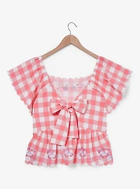 Sanrio My Melody & Kuromi Diner Checkered Tie-Back Women's Plus Blouse - BoxLunch Exclusive