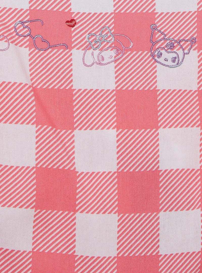 Sanrio My Melody & Kuromi Diner Checkered Tie-Back Women's Plus Blouse - BoxLunch Exclusive