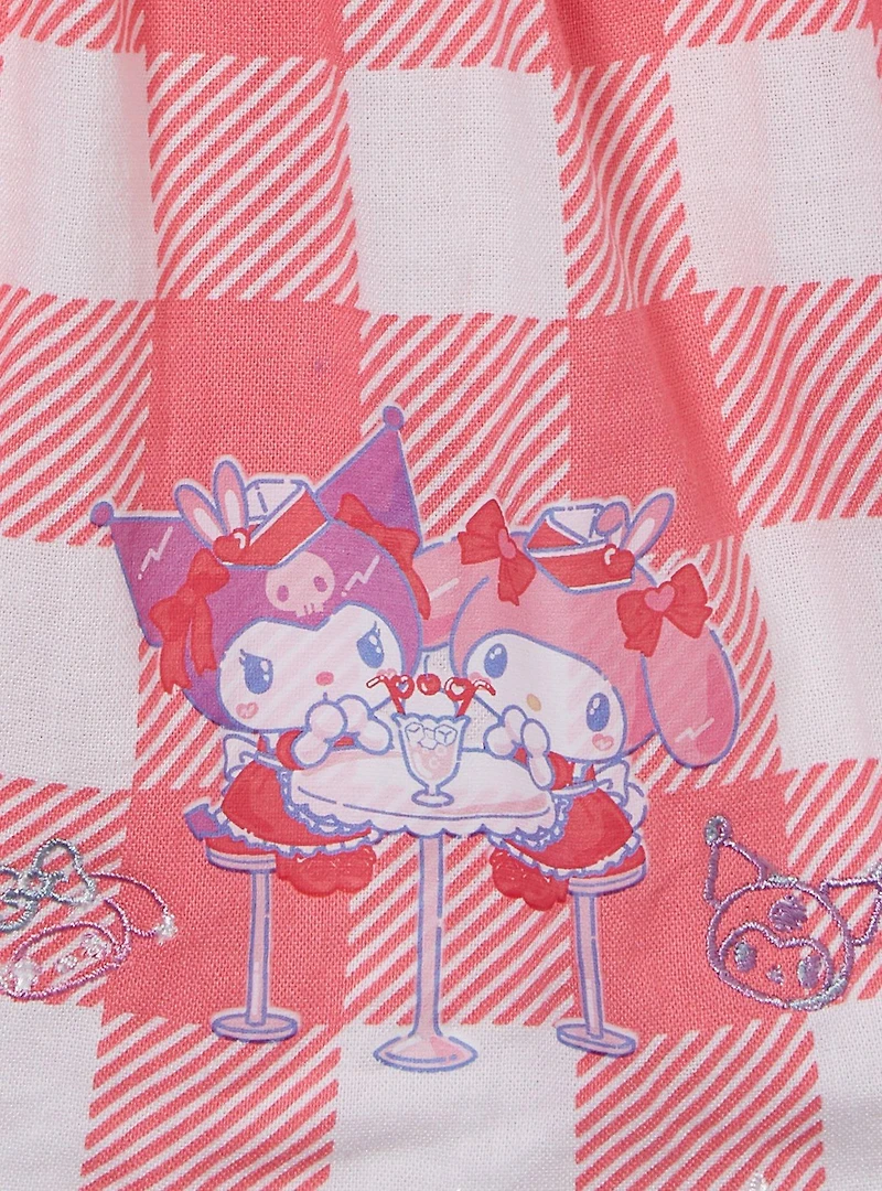 Sanrio My Melody & Kuromi Diner Checkered Tie-Back Women's Plus Blouse - BoxLunch Exclusive