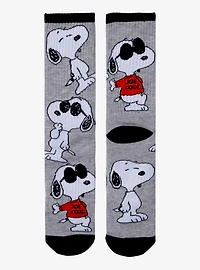 Peanuts Snoopy Joe Cool Allover Print Striped Crew Socks - BoxLunch Exclusive