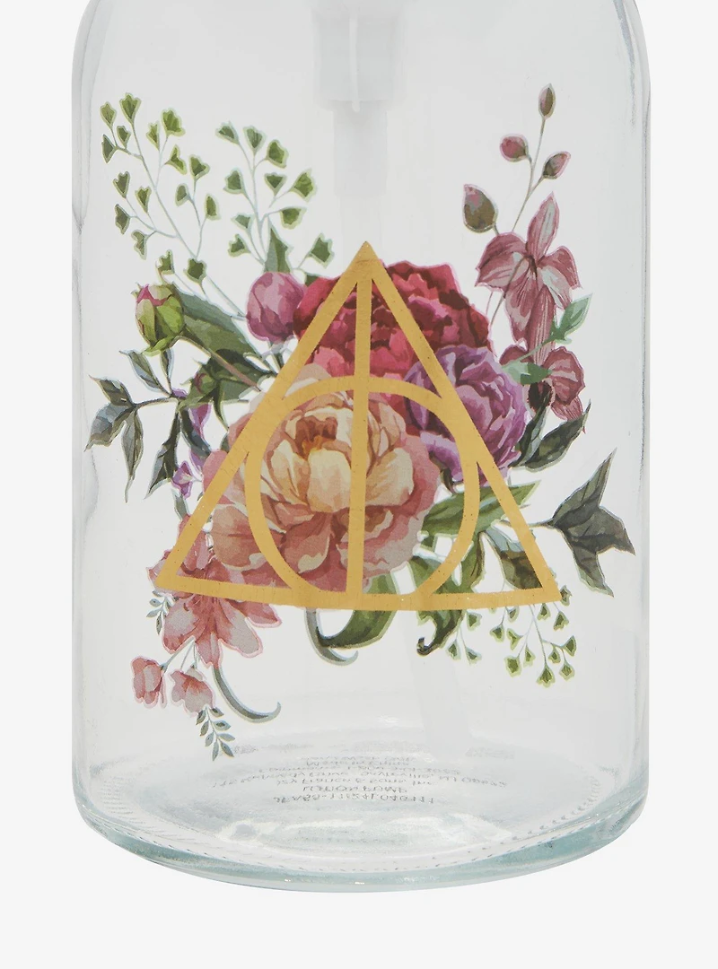Harry Potter Deathly Hallows Floral Glass Soap Pump