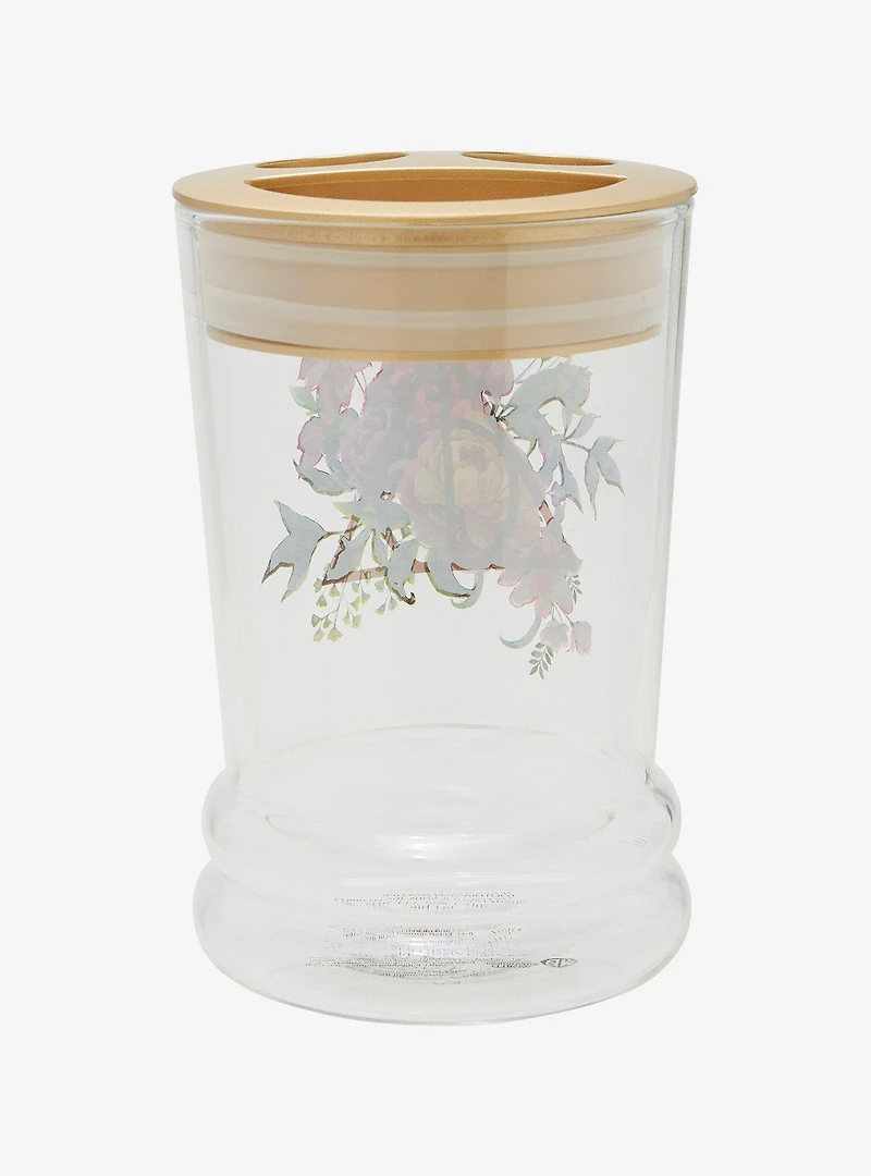 Harry Potter Deathly Hallows Floral Glass Toothbrush Holder
