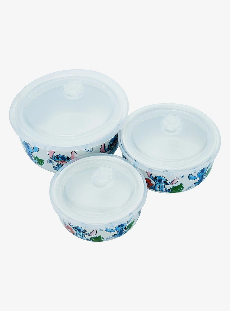 Disney Lilo & Stitch Sketch Stitch Hibiscus Ceramic Food Storage Bowl Set