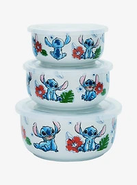 Disney Lilo & Stitch Sketch Stitch Hibiscus Ceramic Food Storage Bowl Set