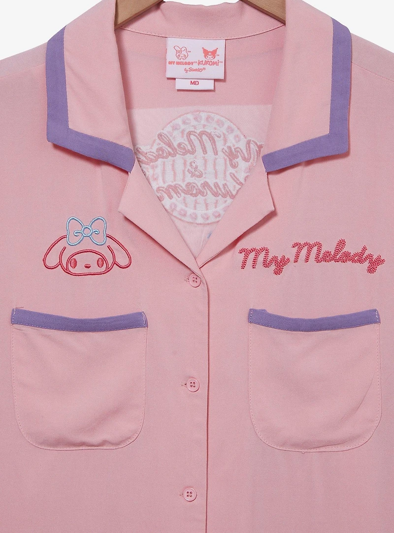Sanrio My Melody Diner Women's Cropped Woven Button-Up - BoxLunch Exclusive