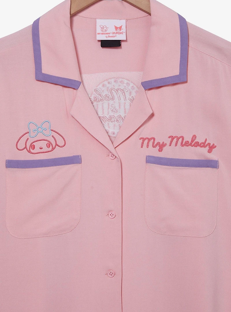 Sanrio My Melody Diner Women's Plus Cropped Woven Button-Up - BoxLunch Exclusive