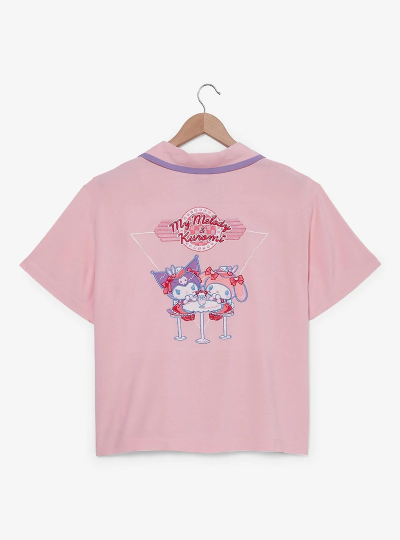 Sanrio My Melody Diner Women's Plus Cropped Woven Button-Up - BoxLunch Exclusive