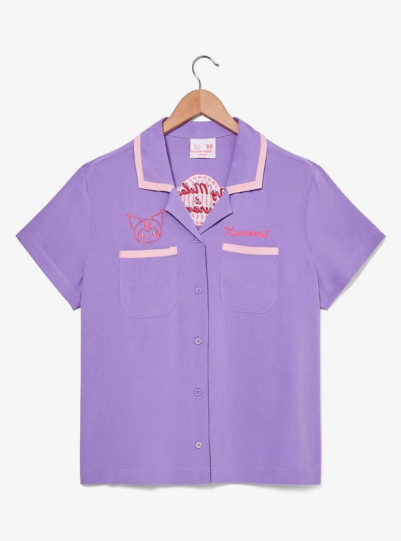 Sanrio Kuromi Diner Women's Cropped Woven Button-Up - BoxLunch Exclusive