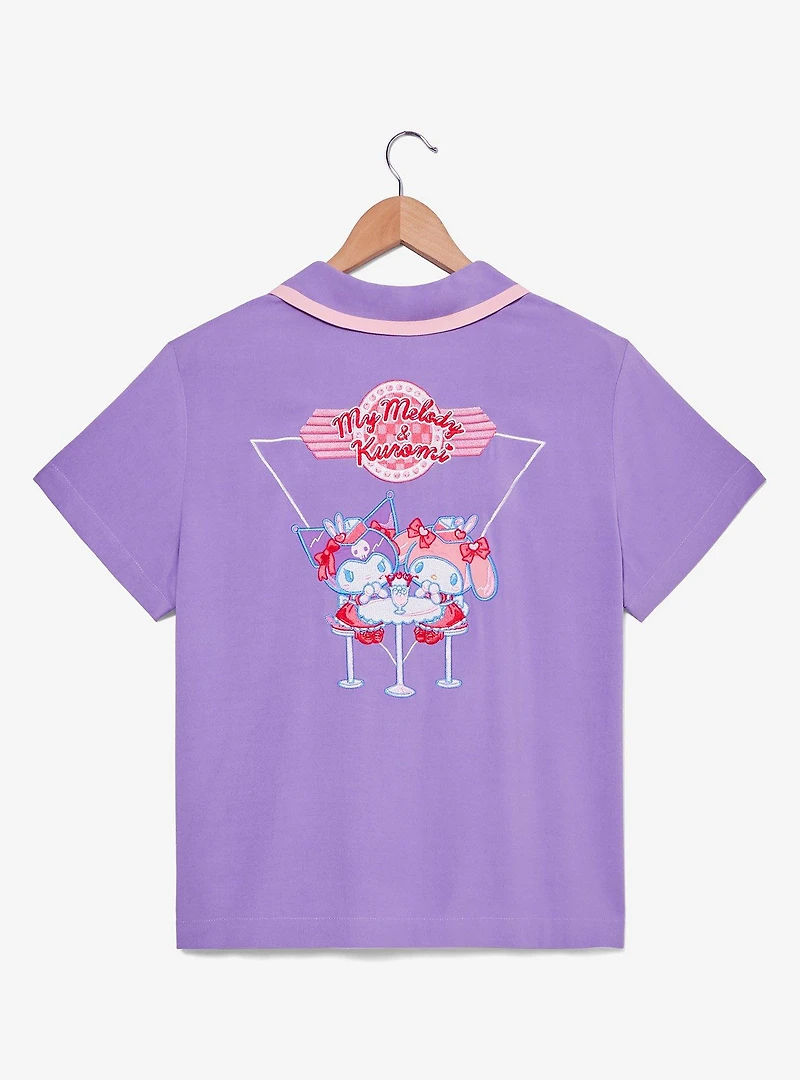 Sanrio Kuromi Diner Women's Cropped Woven Button-Up - BoxLunch Exclusive