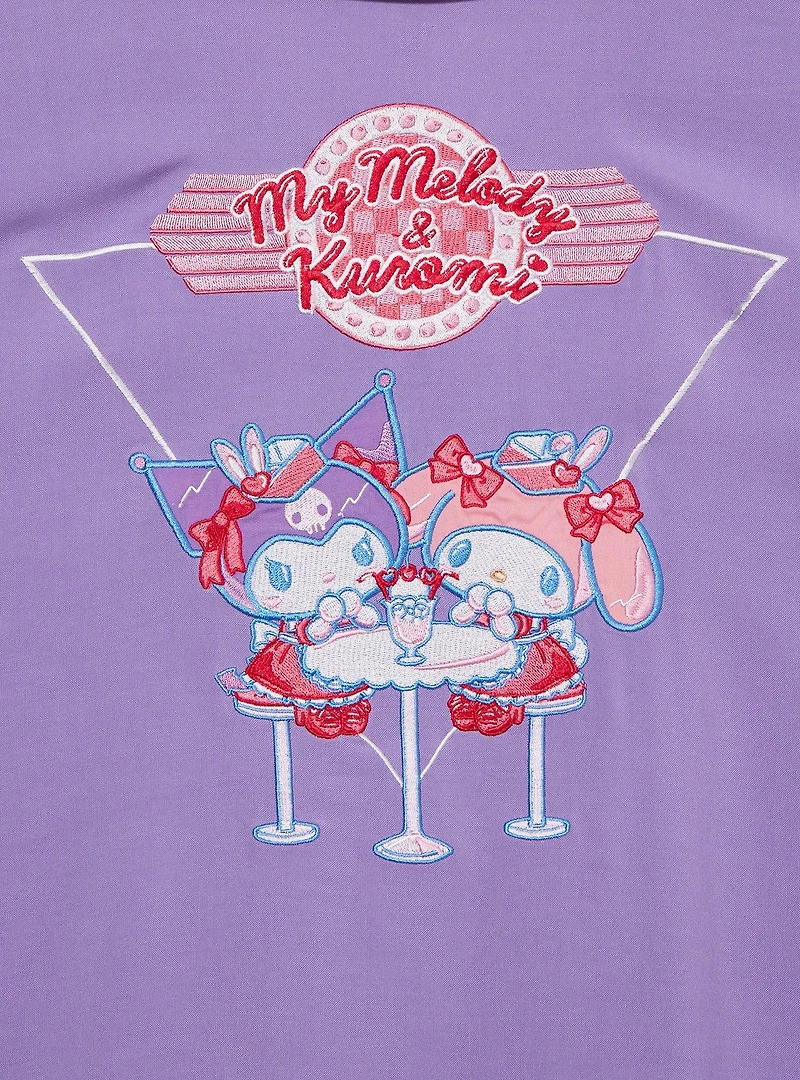 Sanrio Kuromi Diner Women's Plus Cropped Woven Button-Up - BoxLunch Exclusive