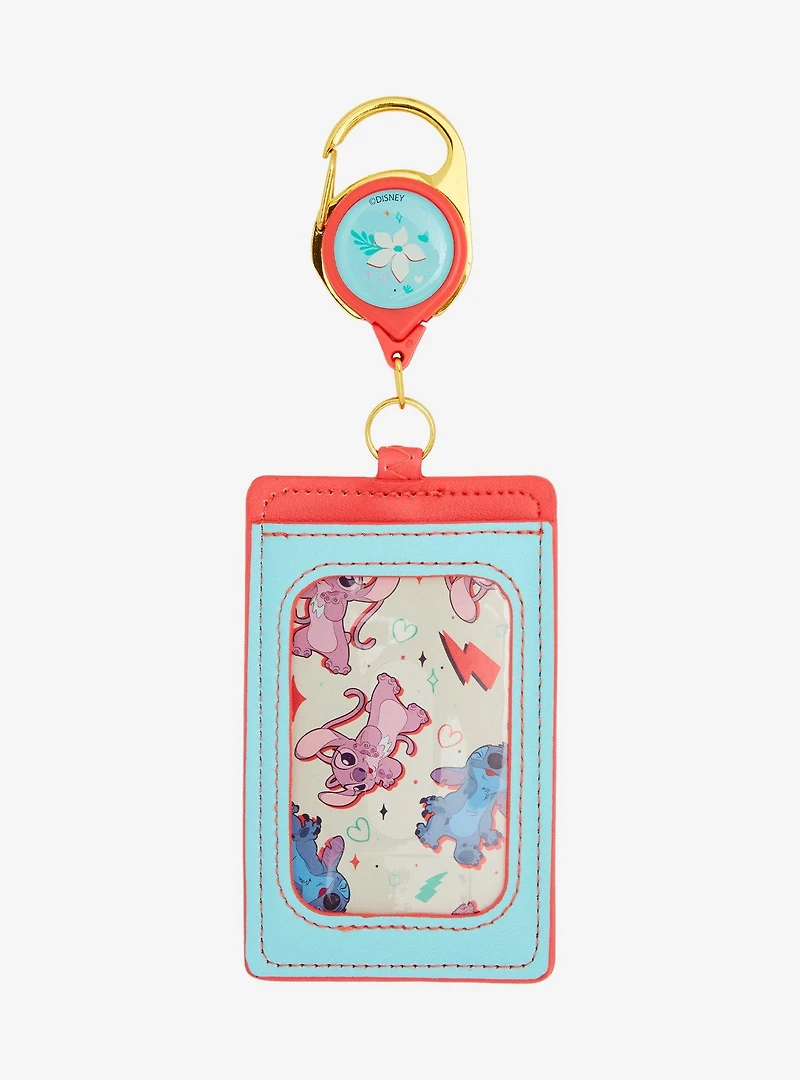Loungefly Disney Lilo & Stitch Angel & Stitch Floral Heart Retractable Lanyard