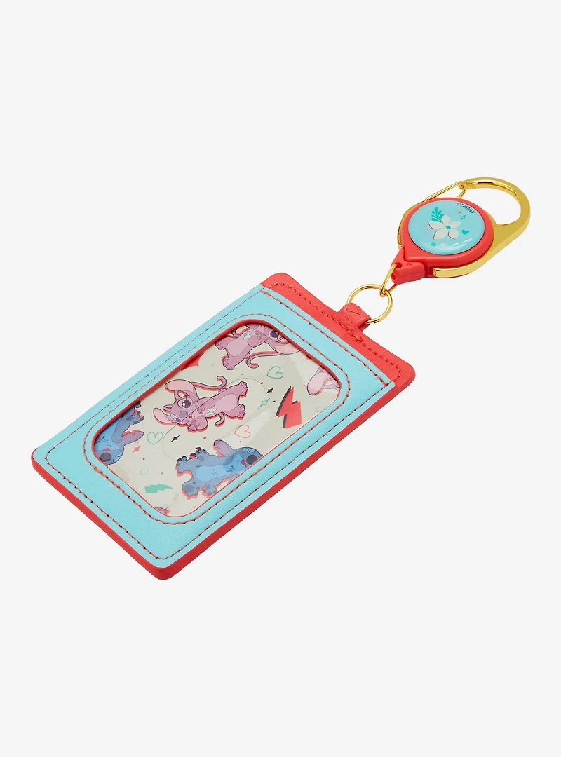 Loungefly Disney Lilo & Stitch Angel & Stitch Floral Heart Retractable Lanyard