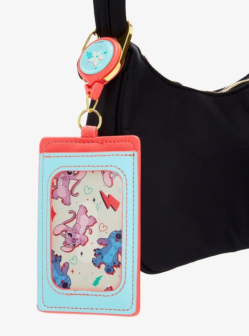 Loungefly Disney Lilo & Stitch Angel & Stitch Floral Heart Retractable Lanyard