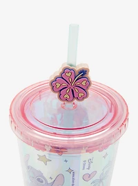 Disney Lilo & Stitch Angel & Stitch Floral Allover Print Carnival Cup with Straw Charm