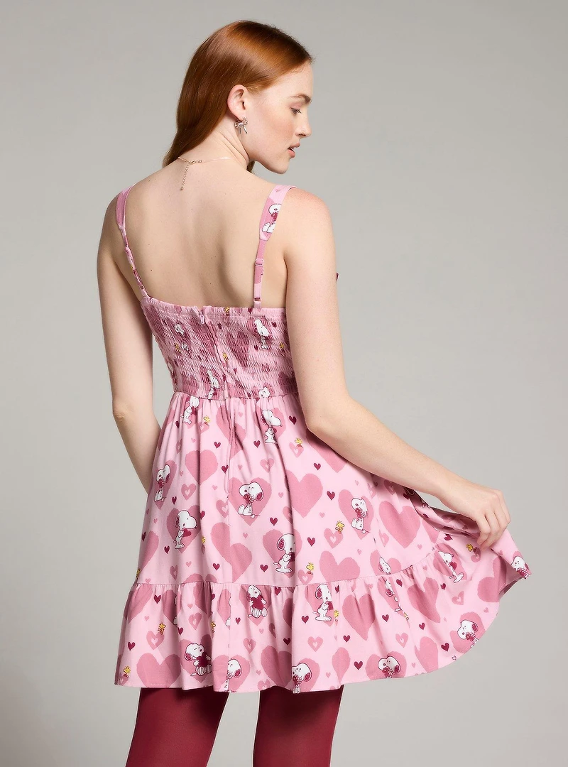 Peanuts Snoopy & Woodstock Hearts Pink Tank Dress — BoxLunch Exclusive