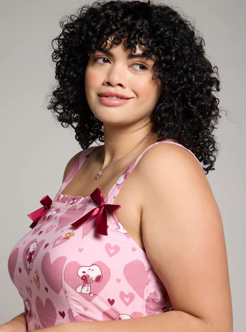 Peanuts Snoopy & Woodstock Hearts Plus Pink Tank Dress — BoxLunch Exclusive