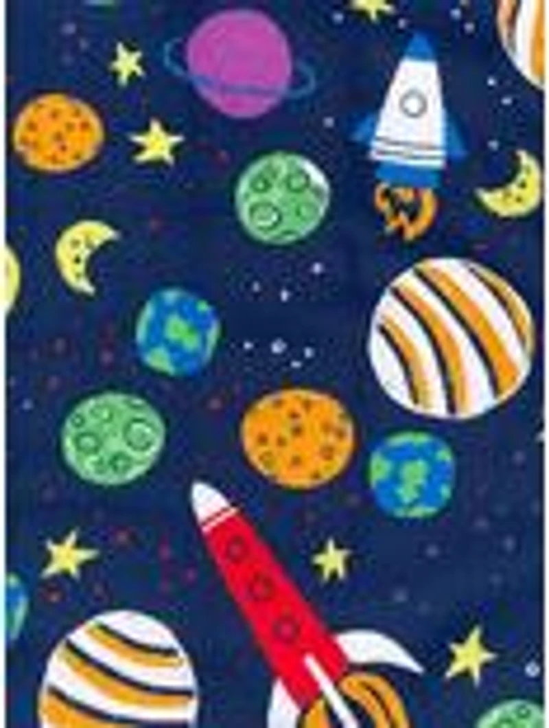 Space Ship Long Sleeve Notch Collar Youth Pajama Set