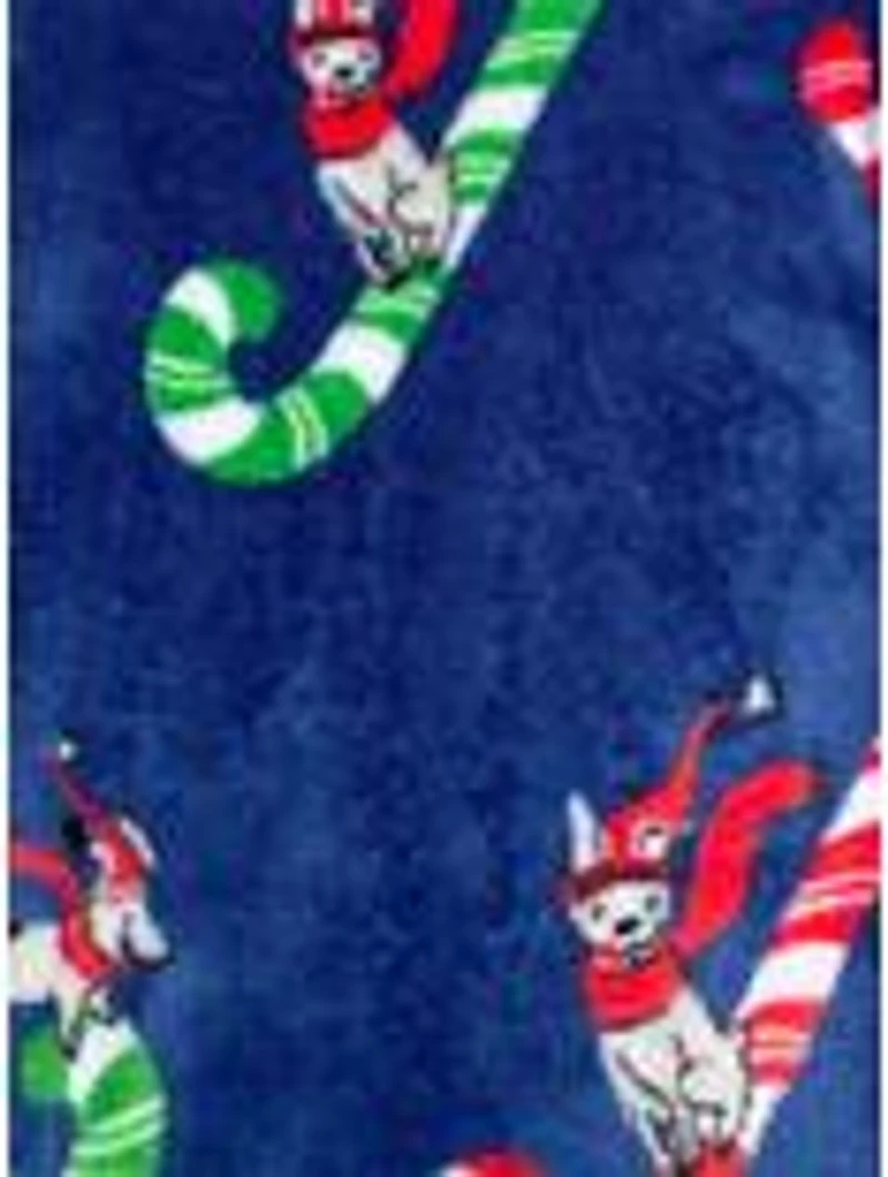 Candy Cane Sled Dogs Youth Hooded One Piece Pajama