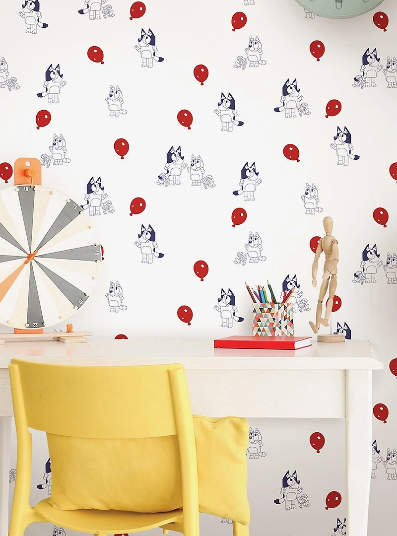 Bluey Keepy Uppy White Peel & Stick Wallpaper
