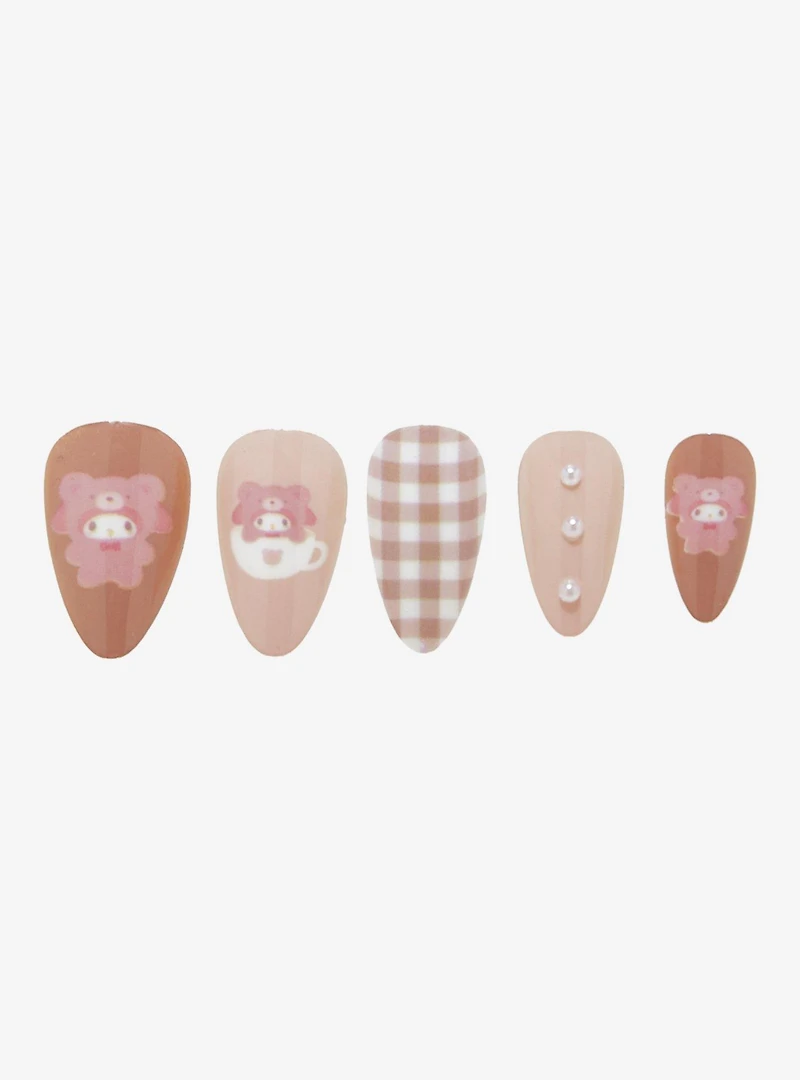 Sanrio My Melody Latte Bear Pearl Press-On Nails