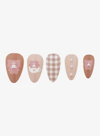 Sanrio My Melody Latte Bear Pearl Press-On Nails