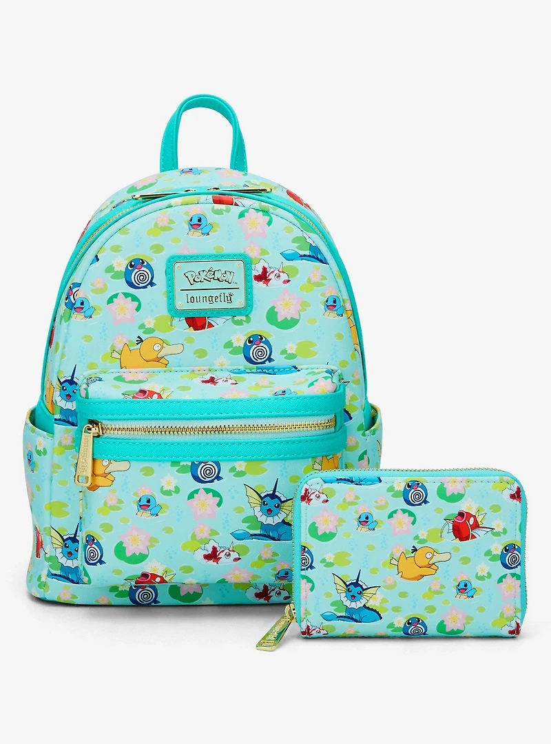 Loungefly Pokémon Water Type Lily Pad Allover Print Small Zip Wallet - BoxLunch Exclusive
