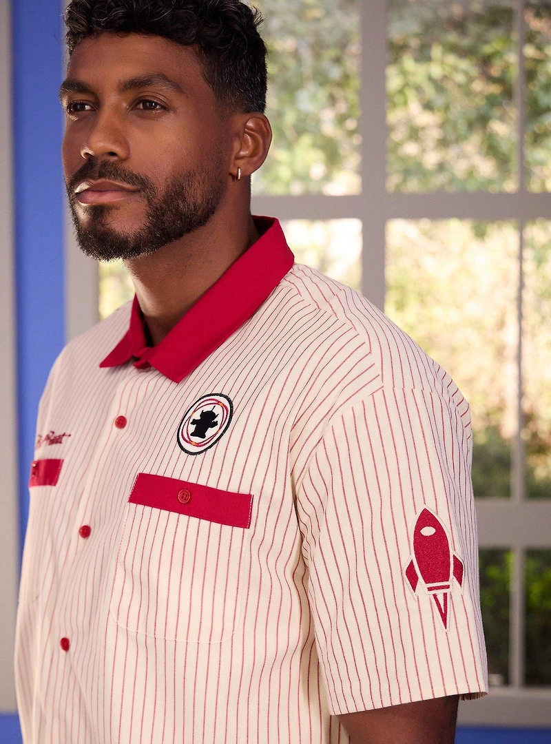 Disney Pixar Toy Story Pizza Planet Striped Woven Button-Up - BoxLunch Exclusive