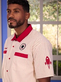Disney Pixar Toy Story Pizza Planet Striped Woven Button-Up - BoxLunch Exclusive