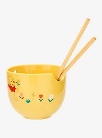 Disney Winnie the Pooh Floral Piglet & Pooh Bear Ramen Bowl with Chopsticks