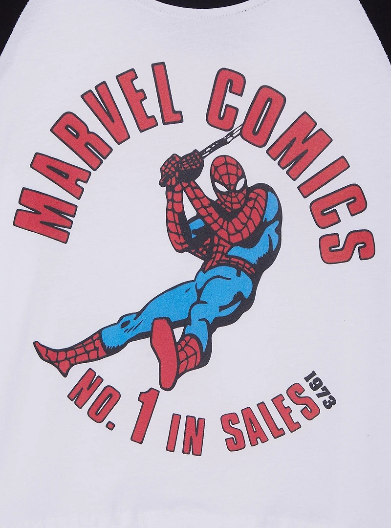 Cakeworthy Marvel Comics Spider-Man Women's Cropped Raglan T-Shirt