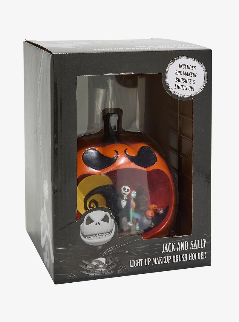 Disney The Nightmare Before Christmas Jack & Sally Pumpkin Light-Up Makeup Brush Holder & Brush Set - BoxLunch Exclusive