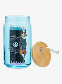 Disney The Nightmare Before Christmas Sally & Jack Glass Cup with Straw
