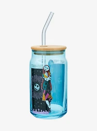 Disney The Nightmare Before Christmas Sally & Jack Glass Cup with Straw