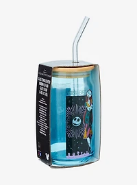Disney The Nightmare Before Christmas Sally & Jack Glass Cup with Straw
