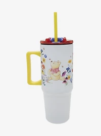 Disney Winnie the Pooh Floral Pooh Bear Straw Tumbler with Handle