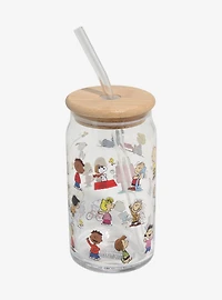 Peanuts Gang Glass Tumbler with Straw