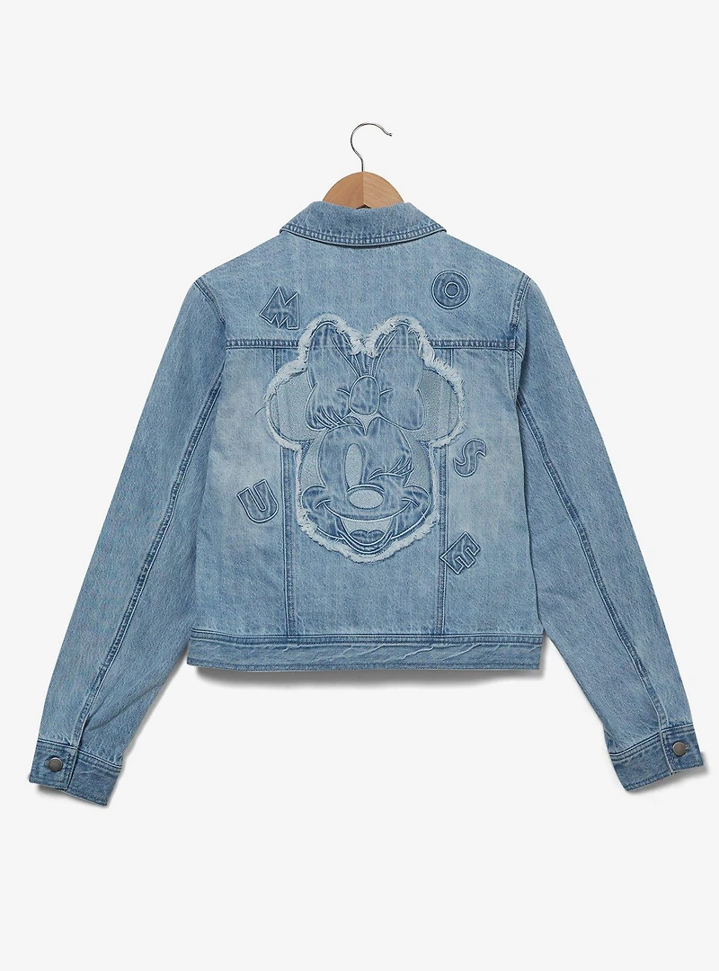 Disney Minnie Mouse Silhouette Women's Cropped Denim Jacket - BoxLunch Exclusive