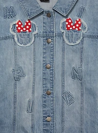 Disney Minnie Mouse Silhouette Women's Plus Cropped Denim Jacket - BoxLunch Exclusive