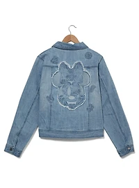 Disney Minnie Mouse Silhouette Women's Plus Cropped Denim Jacket - BoxLunch Exclusive
