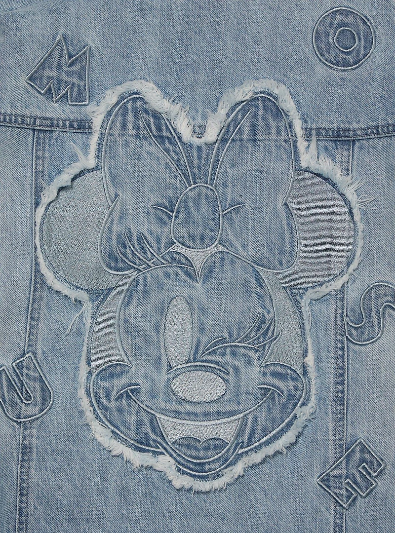 Disney Minnie Mouse Silhouette Women's Plus Cropped Denim Jacket - BoxLunch Exclusive