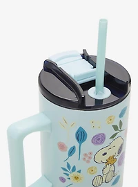 Peanuts Snoopy & Woodstock Floral Straw Tumbler with Handle