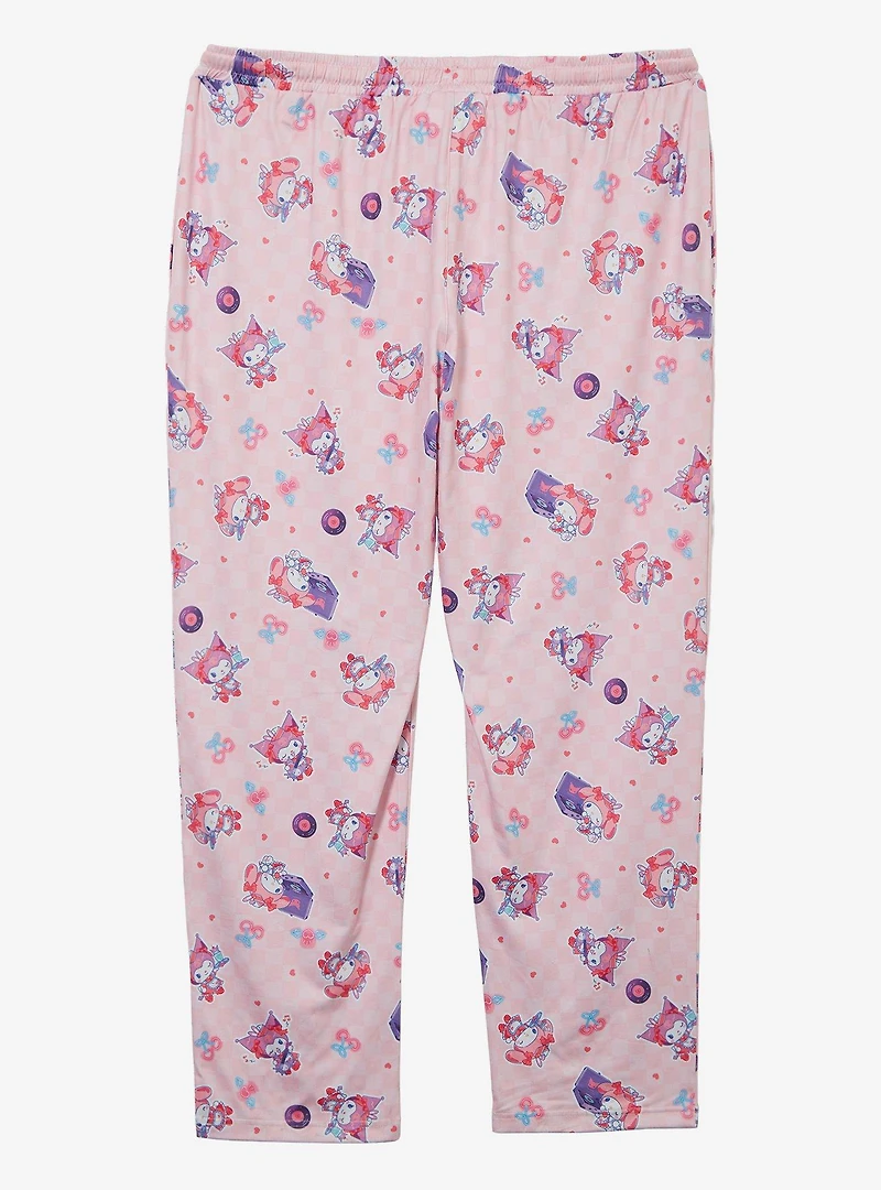 Sanrio Kuromi and My Melody Diner Allover Print Women's Plus Sleep Pants
