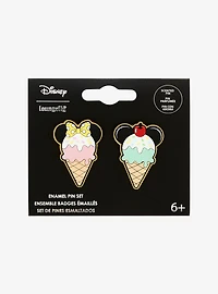 Loungefly Disney Mickey & Minnie Ice Cream Cone Scented Enamel Pin Set