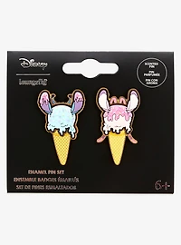Loungefly Disney Lilo & Stitch Angel & Stitch Ice Cream Cone Scented Enamel Pin Set