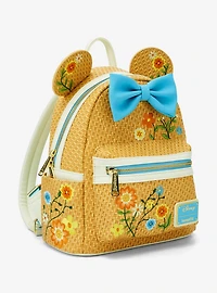 Loungefly Disney Minnie Mouse Raffia Floral Ears Mini Backpack - BoxLunch Exclusive