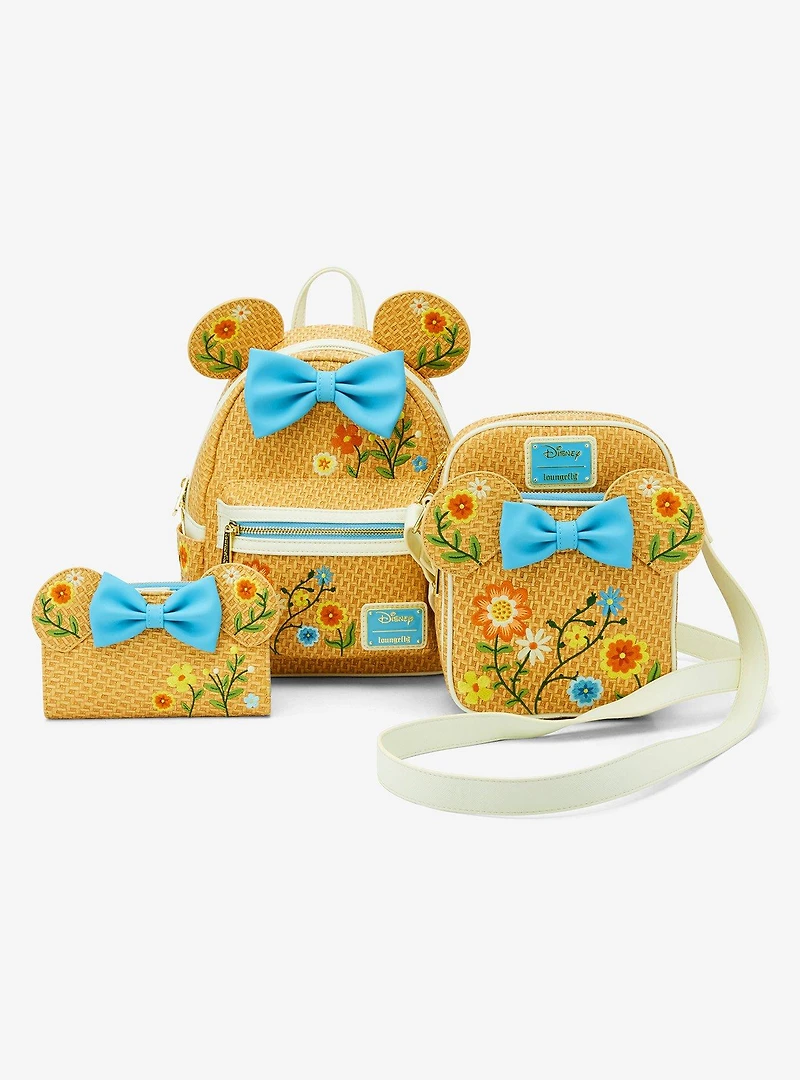 Loungefly Disney Minnie Mouse Raffia Floral Ears Wallet - BoxLunch Exclusive
